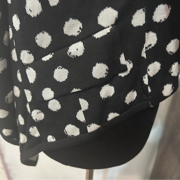 St John Santana Knit Open Front Cardigan Waterfall Dots 4 Office Black White - Picture 7 of 9